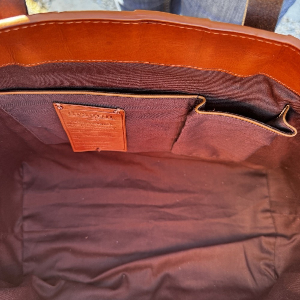 Dragon Diffusion Artisan Crafted Hand Woven Brown Leather Carryall Tote Purse - Picture 9 of 16